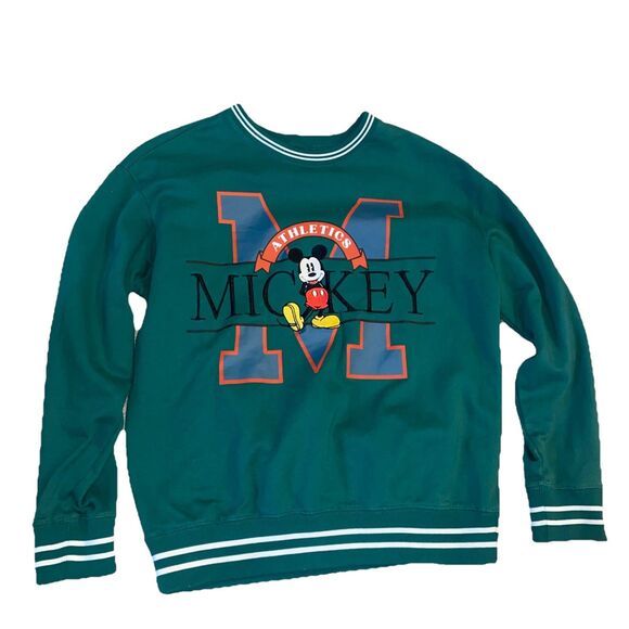 VTG Disney Mickey Embroidered University Sweatshirt Pullover Size Medium Crew - Picture 1 of 9